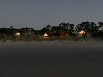Lights at night on a beach 