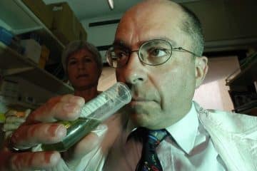 Dr. Mel smelling something