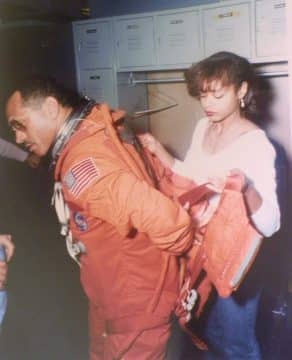 Sharon dressing Astronaut Charlie Bolden